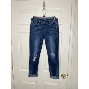 Justusa Womens Skinny Low Rise Stretch Jeans Size 7 Med Wash Distressed